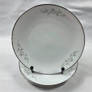 FOUR Noritake Tilford Bread Plates White with Blue Flowers & Green Leaves